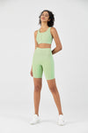 FlexEase™ Black High Waisted Short with Invisible Zip Pocket-Lt Green