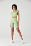 FlexEase™ V-waist Biker Short with Hidden Pocket-Lt Green