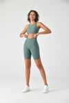 FlexEase™ V-waist Biker Short with Hidden Pocket-Lt Teal