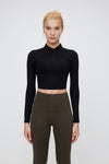 FlexEase™ Women's Long Sleeve Half Zip Front Crop Top