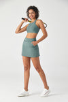 Laser-Cut Sports Bra & Tennis Skirt Set