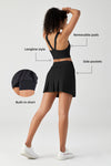 V-Shape Longline Sports Bra & Tennis Pleated Skirt Set