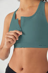 HiTense™ Front Zip Sports Bra with High Support-Lt Teal