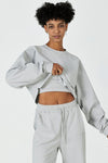 CloudFleece™ Cropped Crew Pullover-Lt Flecked Grey