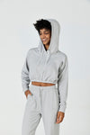 CloudFleece™ Cropped Pullover Hoodie-Lt Flecked Grey